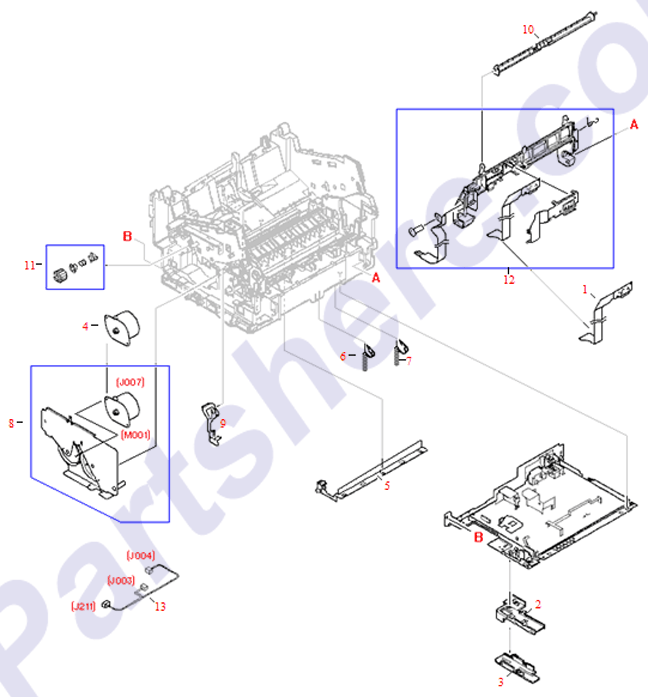 HP parts picture diagram for RH2-5379-000CN-C, RG9-1433-000CN, RG5-4617-000CN-R, RG5-4617-000CN, RH2-5379-000CN-R, RG5-4617-000CN-C, RH2-5379-000CN